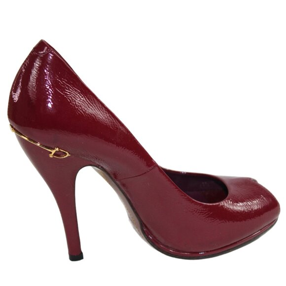 Gucci Venice Naplack Light Prune Patent Leather Peep Toe Stiletto, Size 36.5 - Picture 2 of 9
